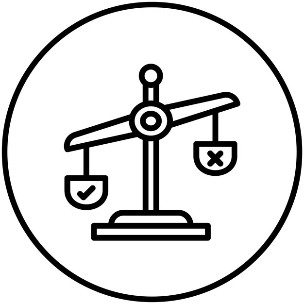 Ilustración del icono del vector de decisión de equilibrio del conjunto de iconos de gestión de proyectos