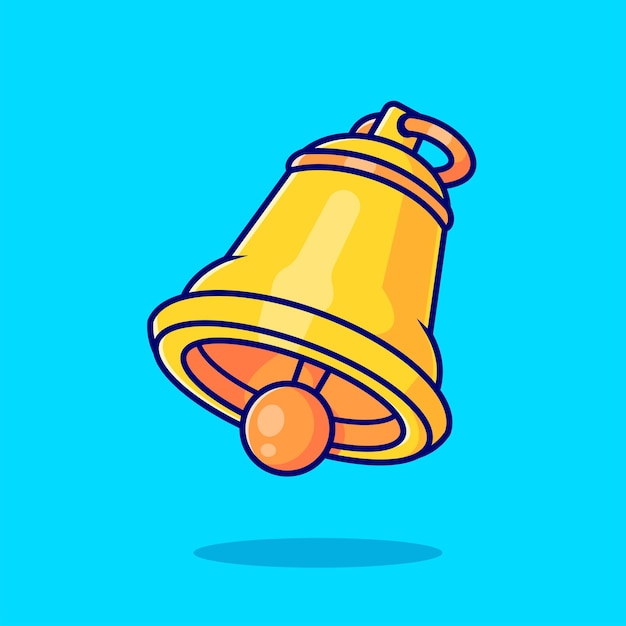 Ilustración de icono de vector de dibujos animados de alarma de campana. Objeto Educación Icono Concepto Aislado Plano