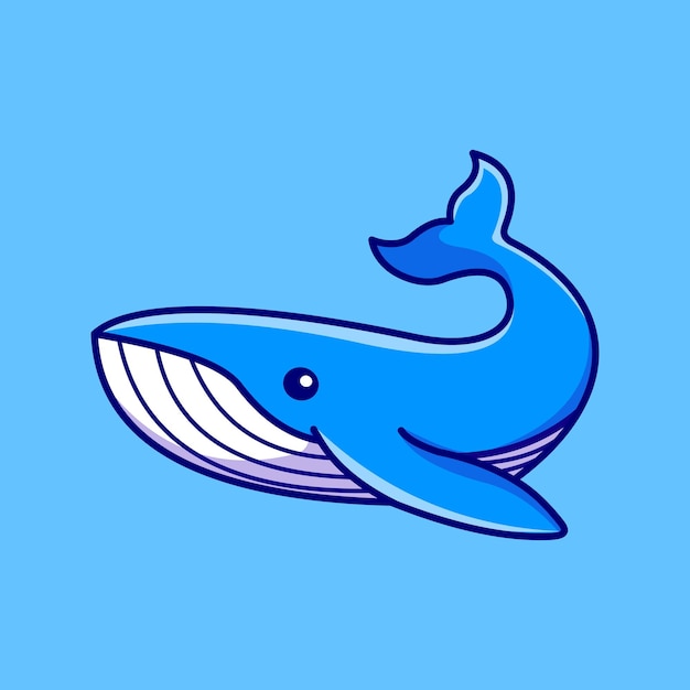 Ilustración de icono de vector de dibujos animados de ballena