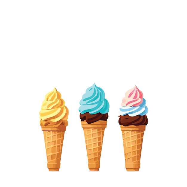 Ilustración de icono de vector de dibujos animados de cono de helado lindo