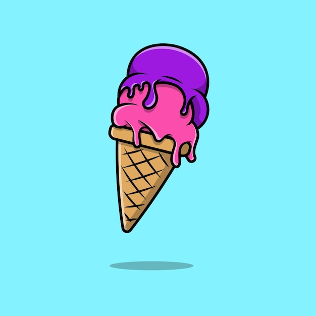 Ilustración de icono de vector de dibujos animados de cono de helado