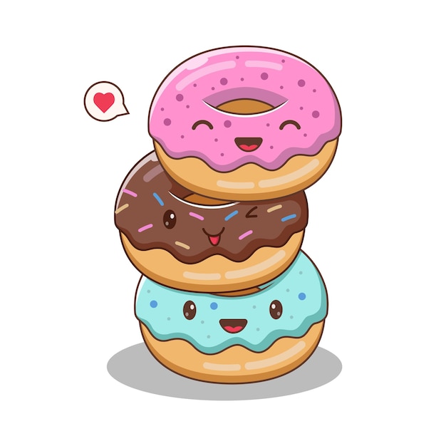 Ilustración de icono de vector de dibujos animados de donuts apilados