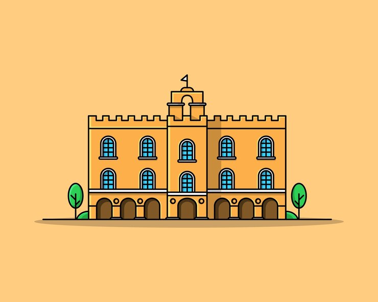 Vector ilustración de icono de vector de dibujos animados de edificio. famoso edificio viajando icono concepto aislado premium