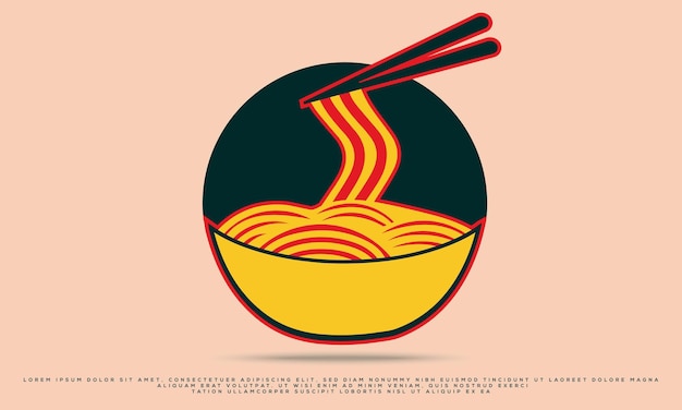 Ilustración de icono de vector de dibujos animados de fideos asiáticos, fideos ramen con palillos, comida de fideos orientales