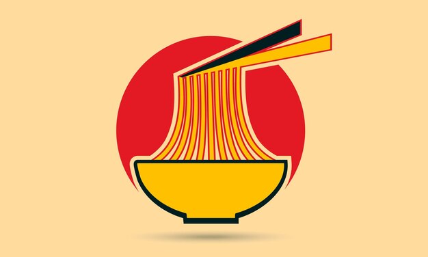 Ilustración de icono de vector de dibujos animados de fideos de palillos