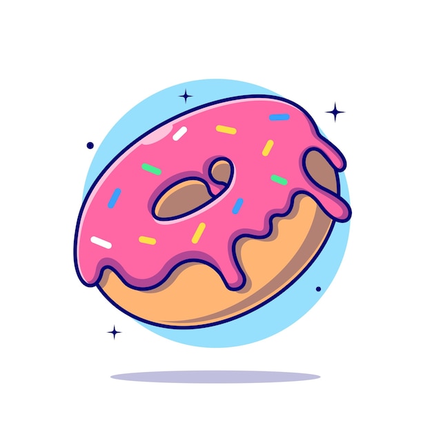 Vector ilustración de icono de vector de dibujos animados flotante donut concepto de icono de objeto de comida vector plano aislado