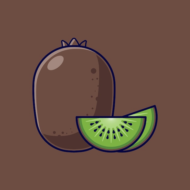 Ilustración de icono de vector de dibujos animados de fruta de kiwi