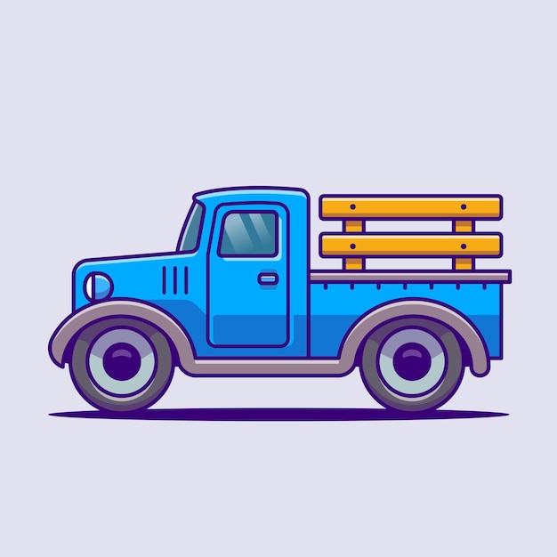 Ilustración de icono de vector de dibujos animados de granja de coches. vector aislado del concepto del icono del transporte de la granja. estilo de dibujos animados plana