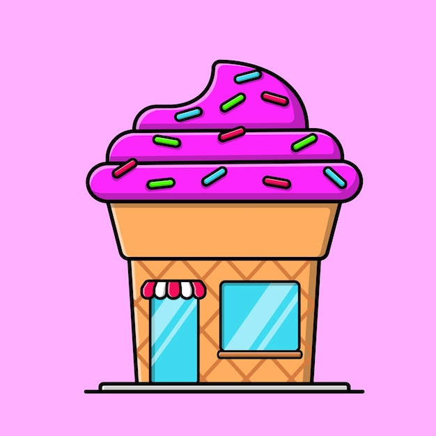 Ilustración de icono de vector de dibujos animados de heladería
