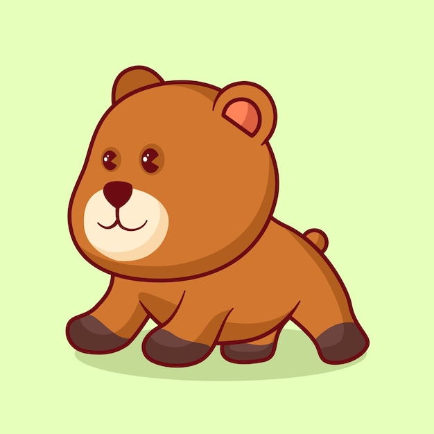 Ilustración de icono de vector de dibujos animados lindo animal oso