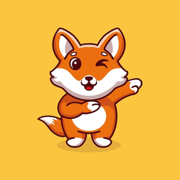 Vector ilustración de icono de vector de dibujos animados lindo fox dabbing