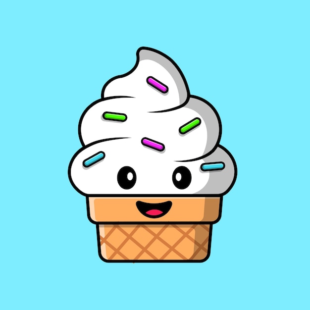 Ilustración de icono de vector de dibujos animados lindo helado