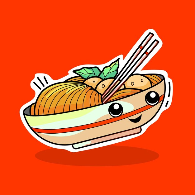 Vector ilustración de icono de vector de dibujos animados lindo miso ramen. concepto de icono de comida asiática. vector premium aislado