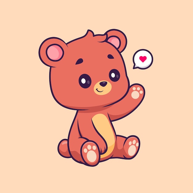 Ilustración de icono de vector de dibujos animados lindo oso sentado. Naturaleza Animal Icono Concepto Aislado Premium Plano