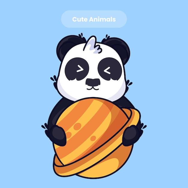 Ilustración de icono de vector de dibujos animados lindo panda