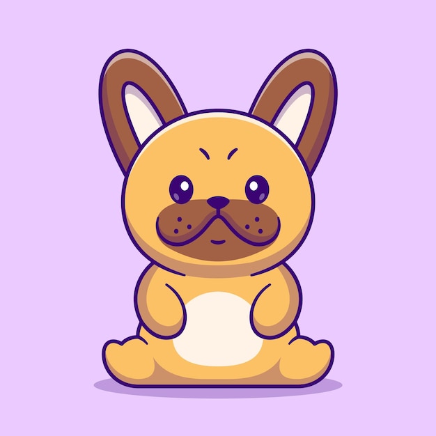 Ilustración de icono de vector de dibujos animados lindo perro pug sentado. naturaleza animal icono concepto aislado premium