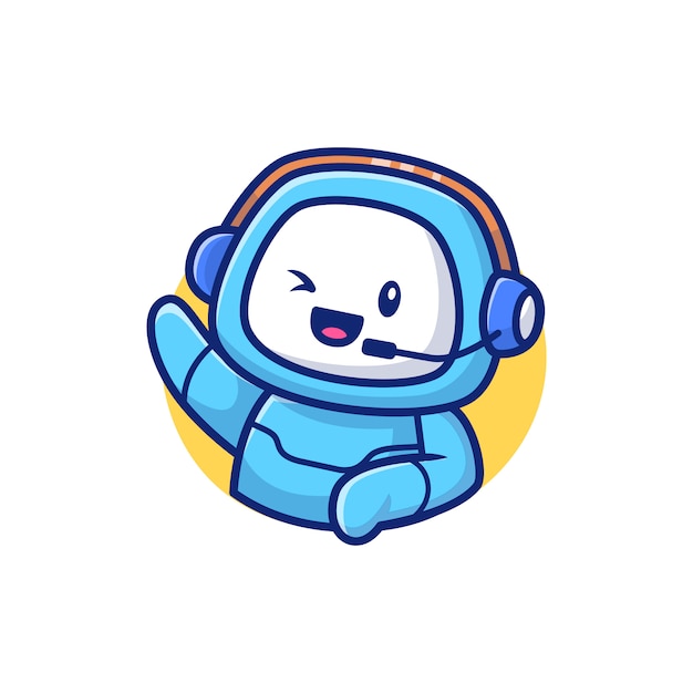 Ilustración de icono de Vector de dibujos animados lindo robot. Concepto de icono de robot de tecnología aislado Vector premium. Estilo plano de dibujos animados