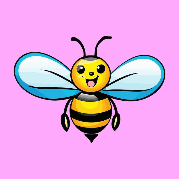 Ilustración de icono de vector de dibujos animados lindo vector libre abeja volando