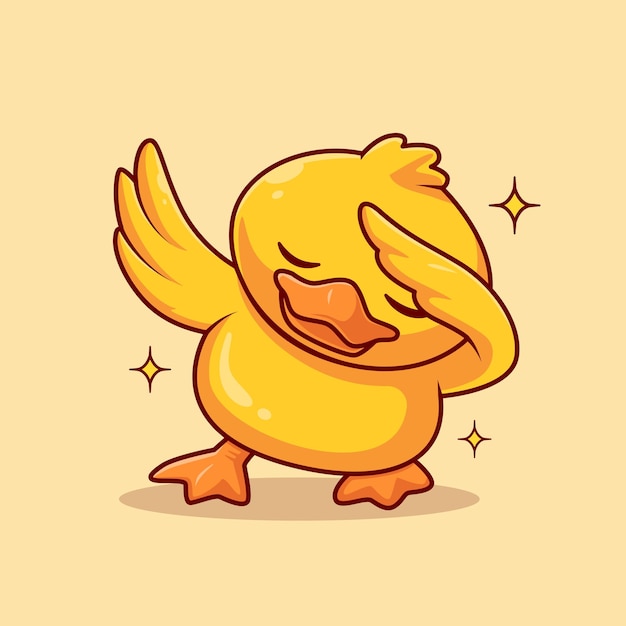 Ilustración de icono de vector de dibujos animados de pato lindo dabbing. naturaleza animal icono concepto aislado premium plano