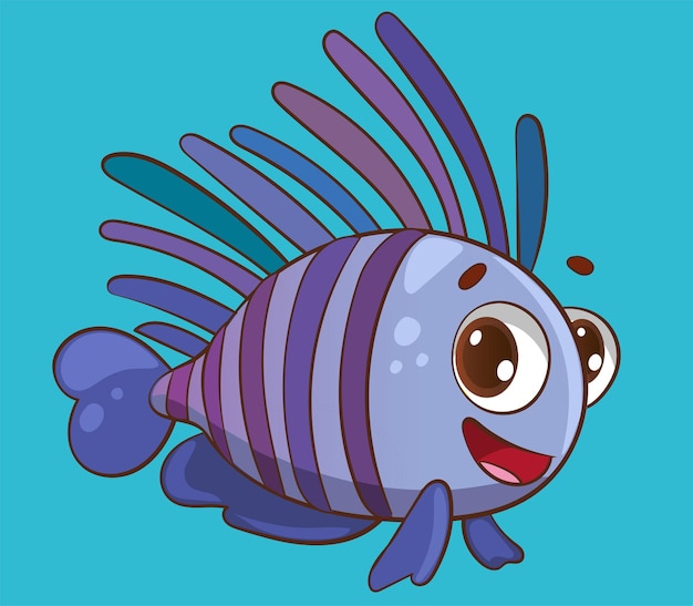 Ilustración de icono de vector de dibujos animados de peces lindo concepto de icono de animal marino aislado Vector Premium