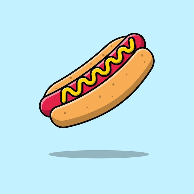 Ilustración de icono de vector de dibujos animados de perrito caliente