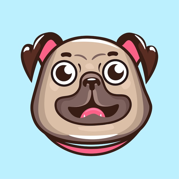 Vector ilustración de icono de vector de dibujos animados de perro pug lindo