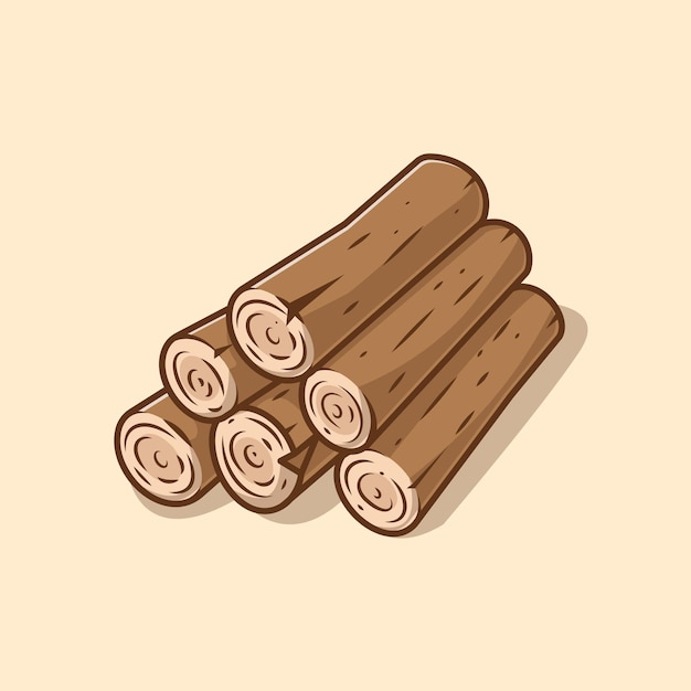 Ilustración de icono de vector de dibujos animados de pila de madera. Objeto Naturaleza Icono Concepto Aislado Premium Vector. Departamento