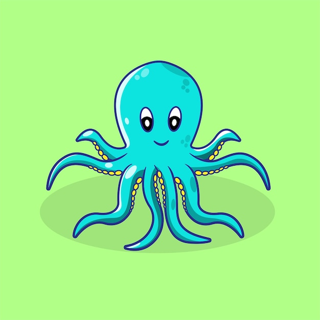 Vector ilustración de icono de vector de dibujos animados plano de pulpo lindo