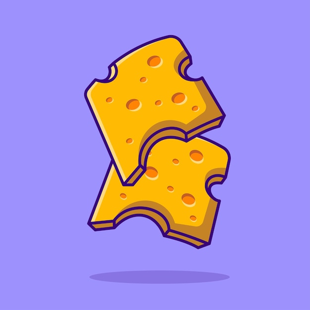 Ilustración de icono de vector de dibujos animados de queso flotante concepto de icono de objeto de comida aislado vector premium