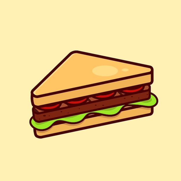Ilustración de icono de vector de dibujos animados de sándwich