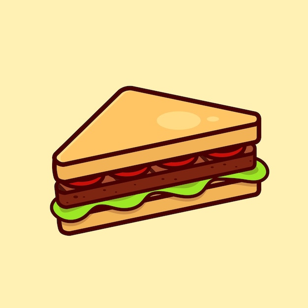 Vector ilustración de icono de vector de dibujos animados de sándwich