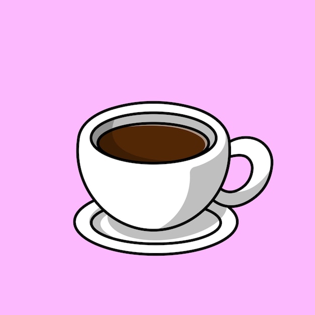 Ilustración de icono de vector de dibujos animados de taza de café