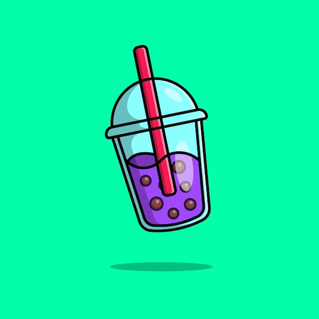 Ilustración de icono de vector de dibujos animados de té de leche Boba