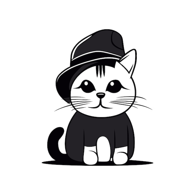 Ilustración de icono de vector de dibujos animados de vector libre lindo gato agitando la mano