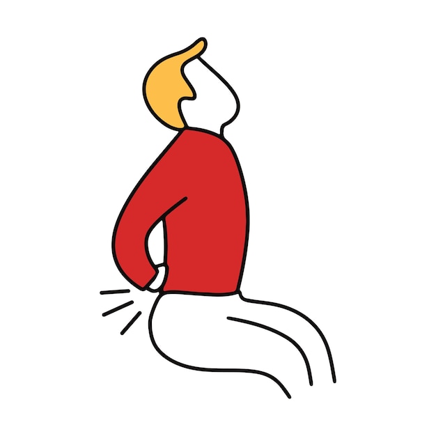 Ilustración de icono de vector de diseño plano de dolor de espalda