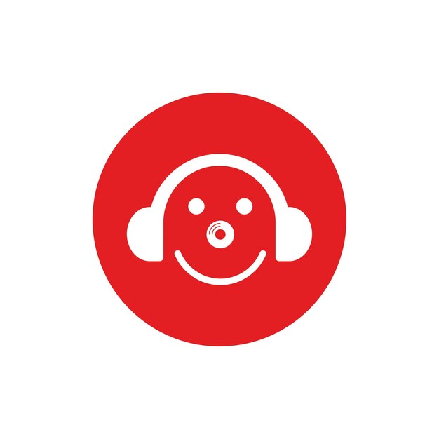 Ilustración de icono de vector de diseño de plantilla de logotipo de onda de audio de música de auriculares
