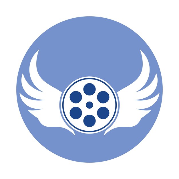 Ilustración de icono de vector de diseño de plantilla de logotipo de película de ala