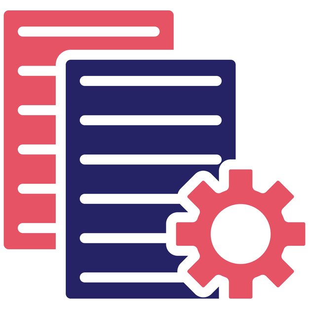 Ilustración del icono del vector de documentación del proceso del conjunto de iconos de garantía de calidad
