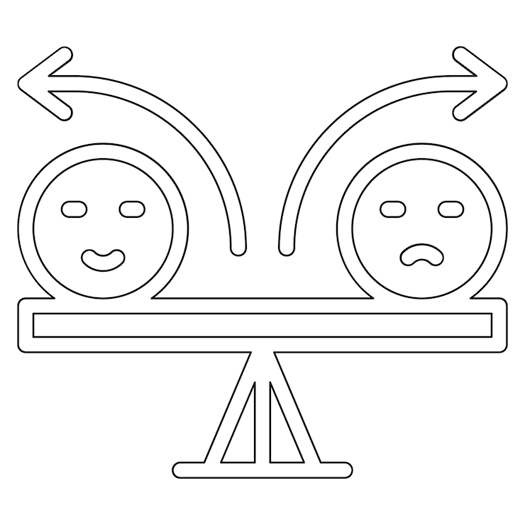 Vector ilustración del icono del vector de emociones de equilibrio del conjunto de iconos de salud mental