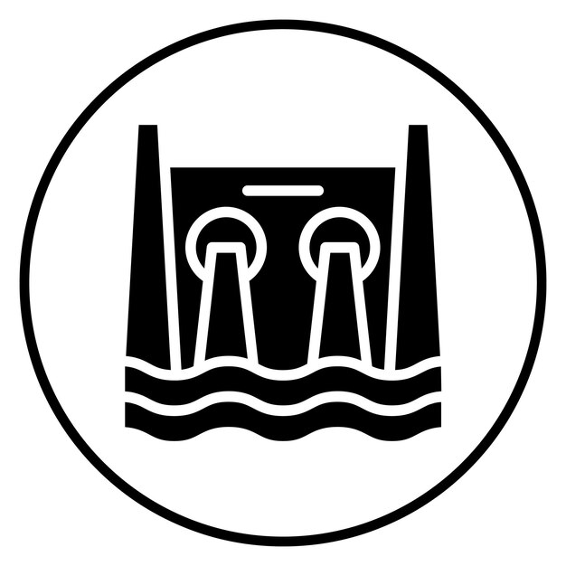 Ilustración del icono del vector de energía hidroeléctrica del conjunto de iconos de energía renovable