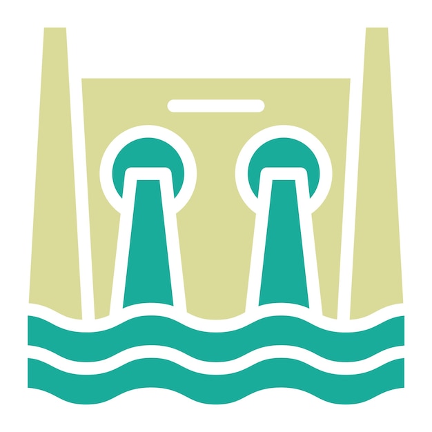Ilustración del icono del vector de energía hidroeléctrica del conjunto de iconos de energía renovable