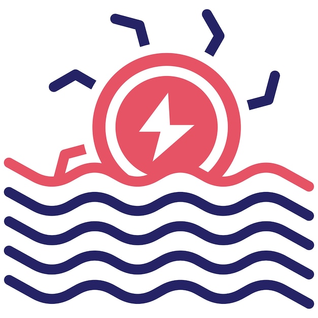 Ilustración del icono del vector de energía hidroeléctrica del conjunto de iconos de energía sostenible