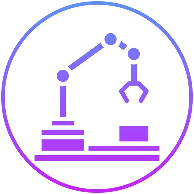 Ilustración del icono del vector de ensamblaje de la máquina del iconset de robótica