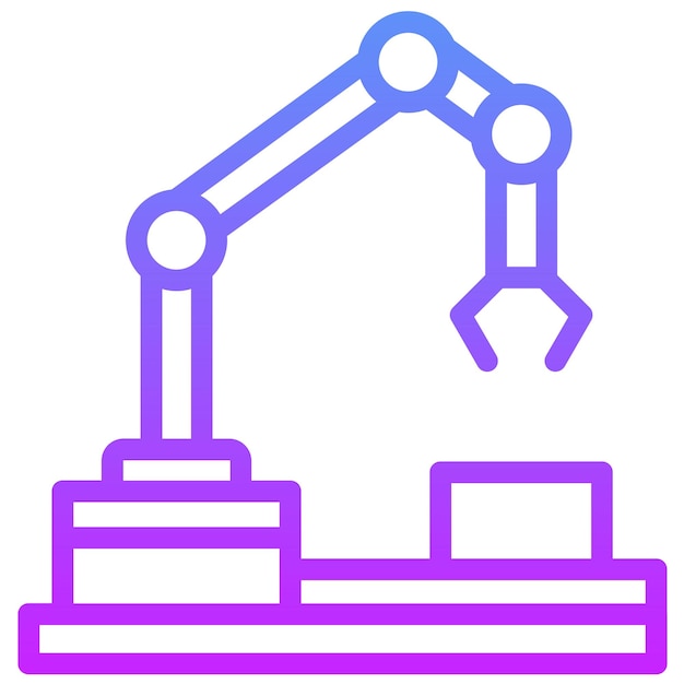Ilustración del icono del vector de ensamblaje de la máquina del iconset de robótica