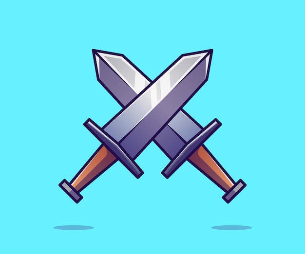 Ilustración De Icono De Vector De Espada. Estilo de dibujos animados plana.