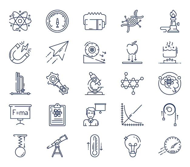 Ilustración de icono de vector de física y ciencia