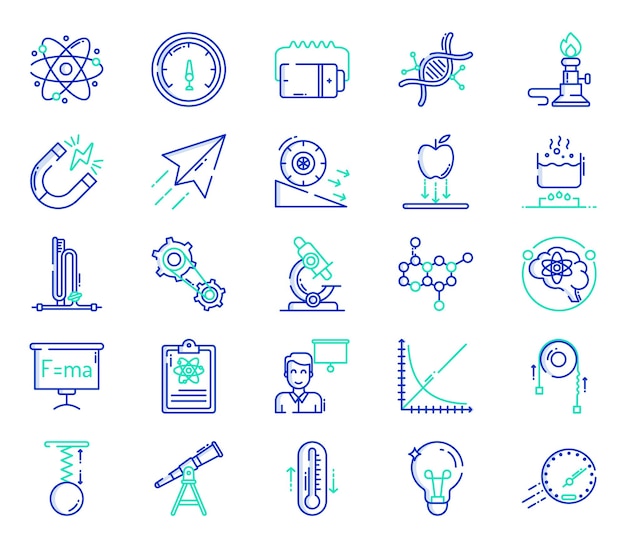 Ilustración de icono de vector de física y ciencia