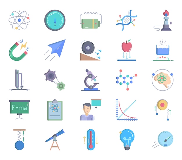 Ilustración de icono de vector de física y ciencia