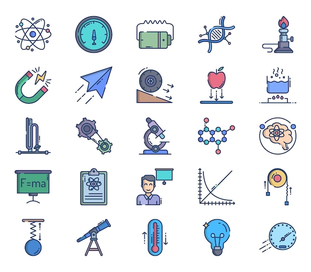 Ilustración de icono de vector de física y ciencia