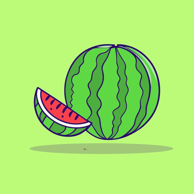 ilustración del icono del vector de fruta de sandía